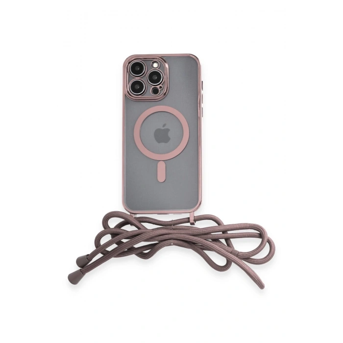 iPhone 13 Pro Max Kılıf Divo Lazer Askılı Magsafe Kapak - Pembe