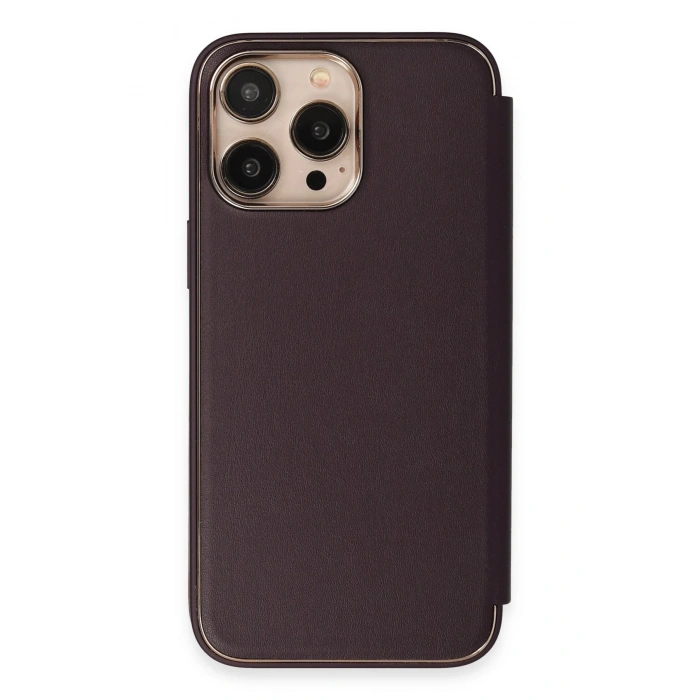 iPhone 13 Pro Max Kılıf Dolpin Kapaklı - Derin Mor