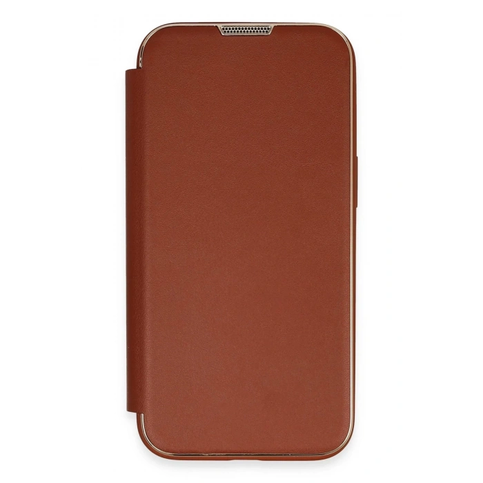 iPhone 13 Pro Max Kılıf Dolpin Kapaklı - Kahverengi