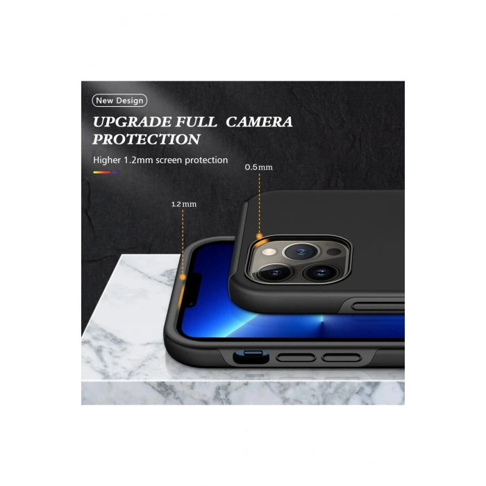 iPhone 13 Pro Max Kılıf Elit Yüzüklü Kapak - Siyah