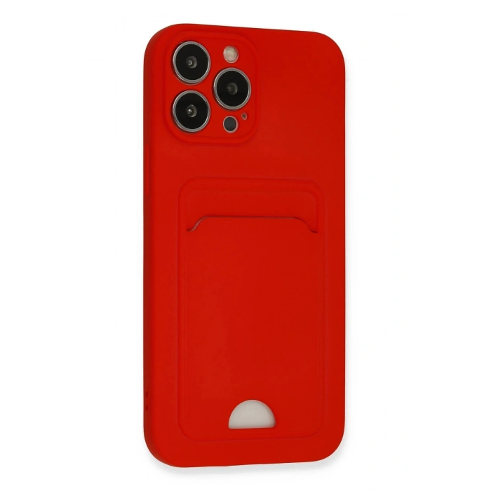 iPhone 13 Pro Max Kılıf Kelvin Kartvizitli Silikon - Kırmızı