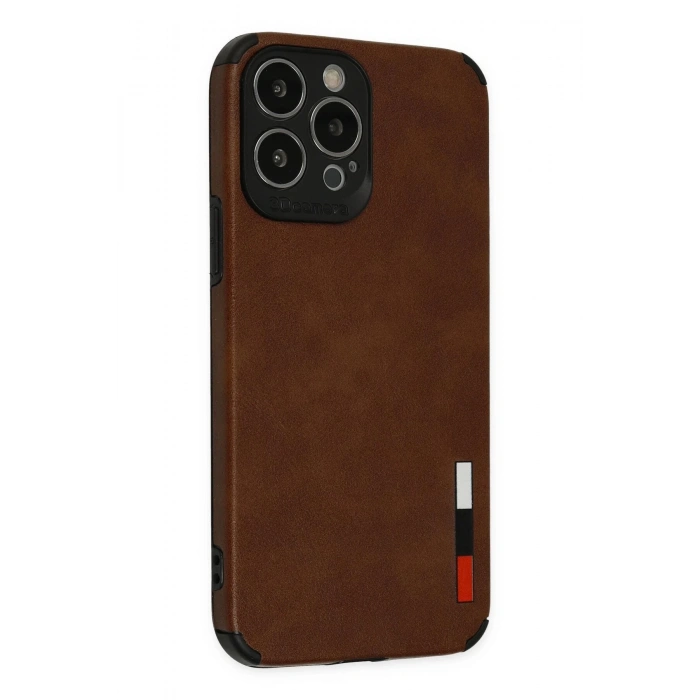 iPhone 13 Pro Max Kılıf Loop Deri Silikon - Kahverengi