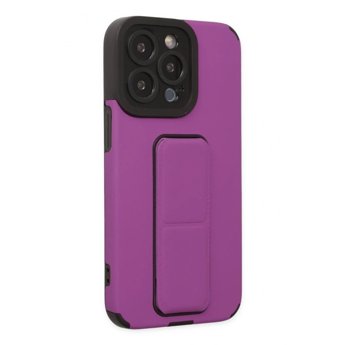 iPhone 13 Pro Max Kılıf Mega Standlı Silikon - Mor