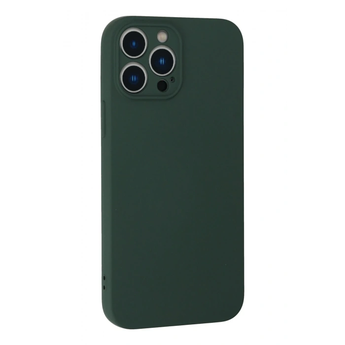 iPhone 13 Pro Max Kılıf Nano içi Kadife Silikon - Koyu Yeşil