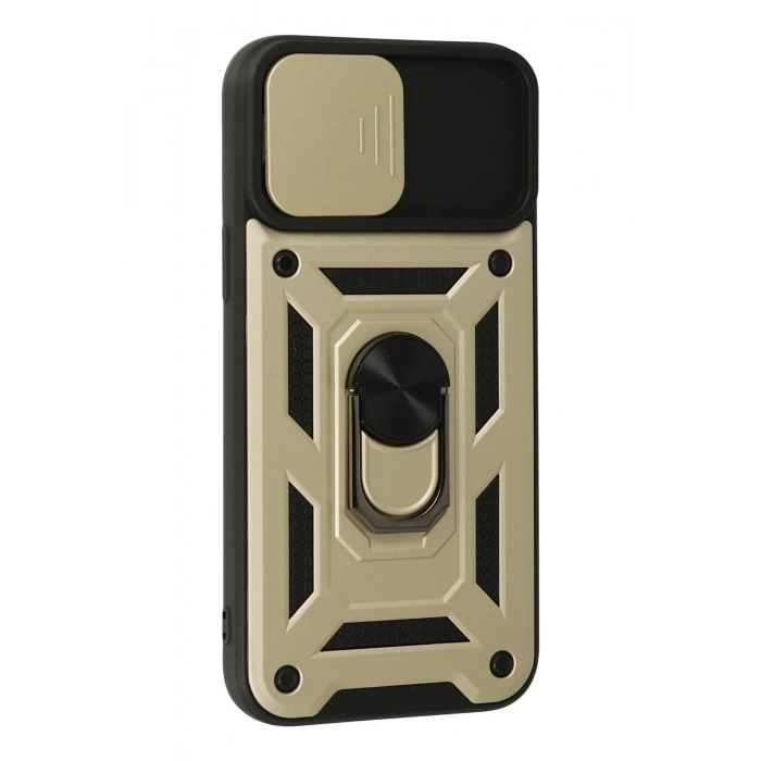 iPhone 13 Pro Max Kılıf Pars Lens Yüzüklü Silikon - Gold