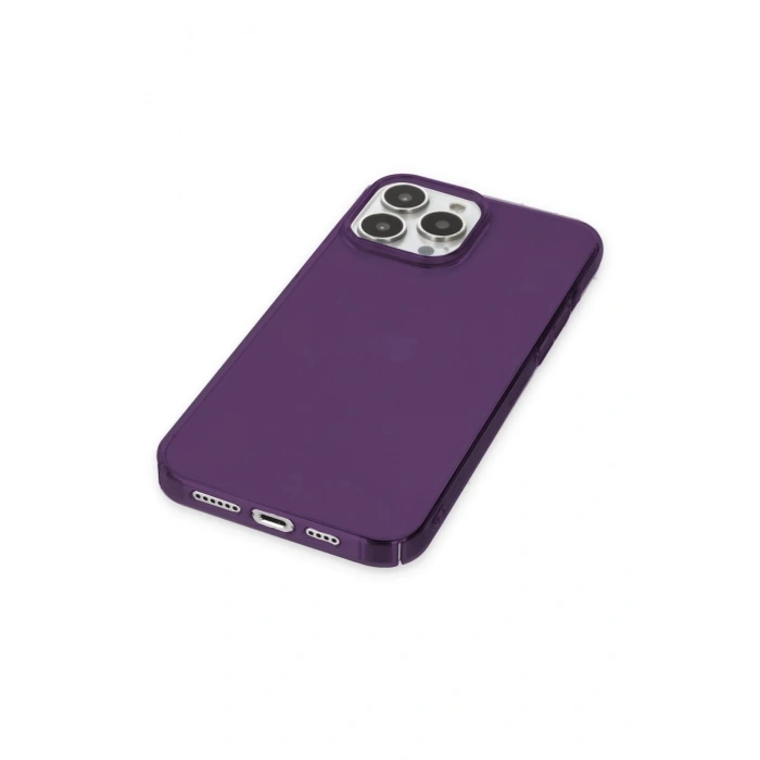 iPhone 13 Pro Max Kılıf Pc Sert Şeffaf Kapak - Mor