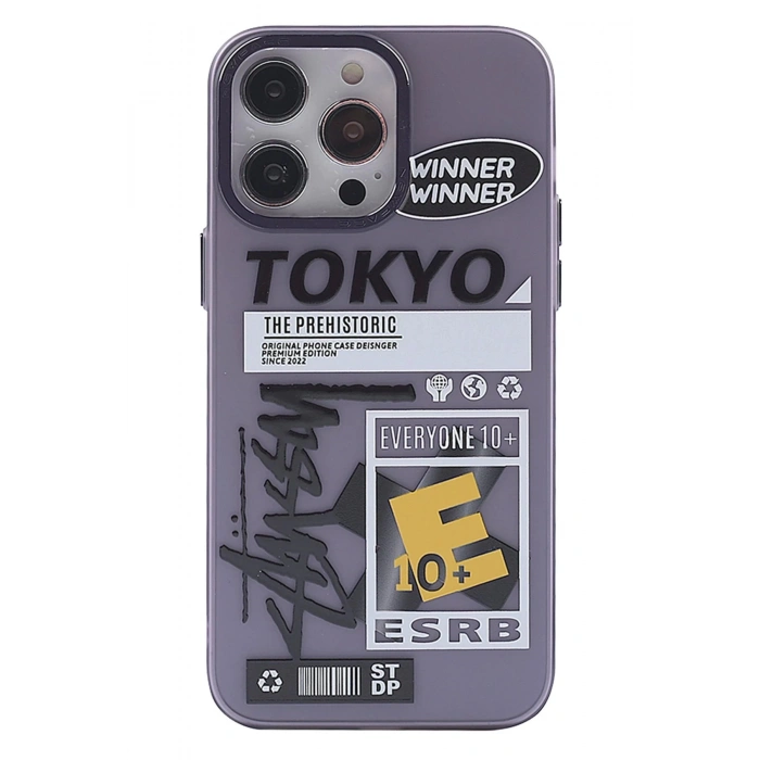 iPhone 13 Pro Max Kılıf Prada Desenli Kapak - Prada Mor - 2