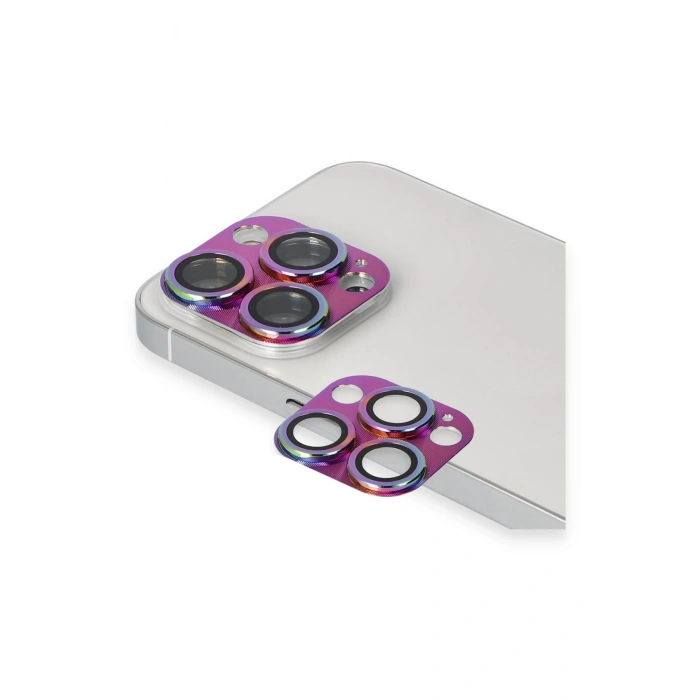 iPhone 13 Pro Max Pers Alüminyum Kamera Lens - Rainbow