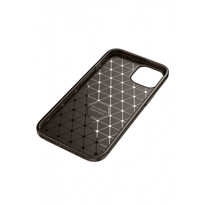 iPhone 14 Kılıf Auto Focus Karbon Kapak - Kahverengi