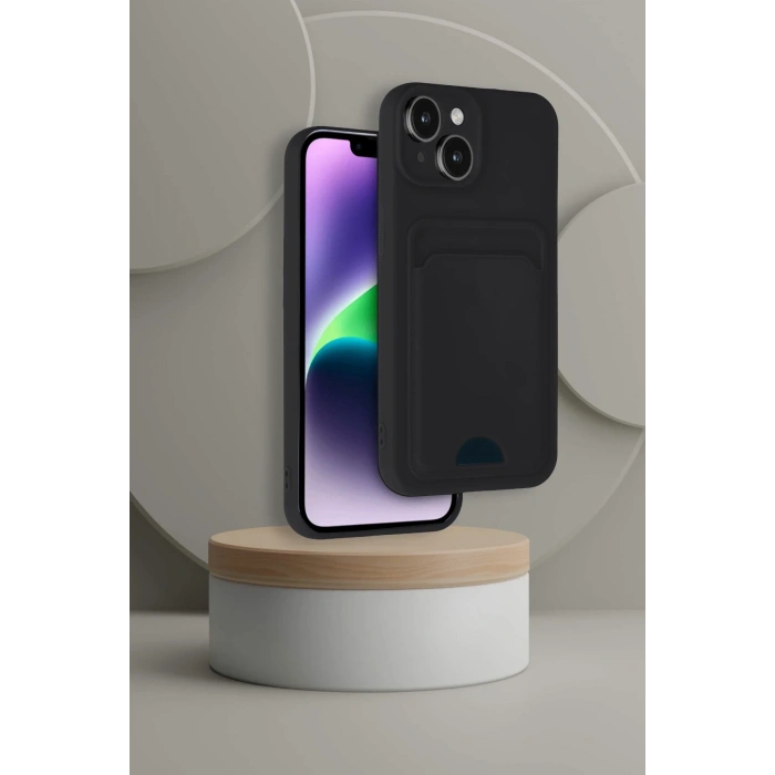 iPhone 14 Kılıf Kelvin Kartvizitli Silikon - Bordo