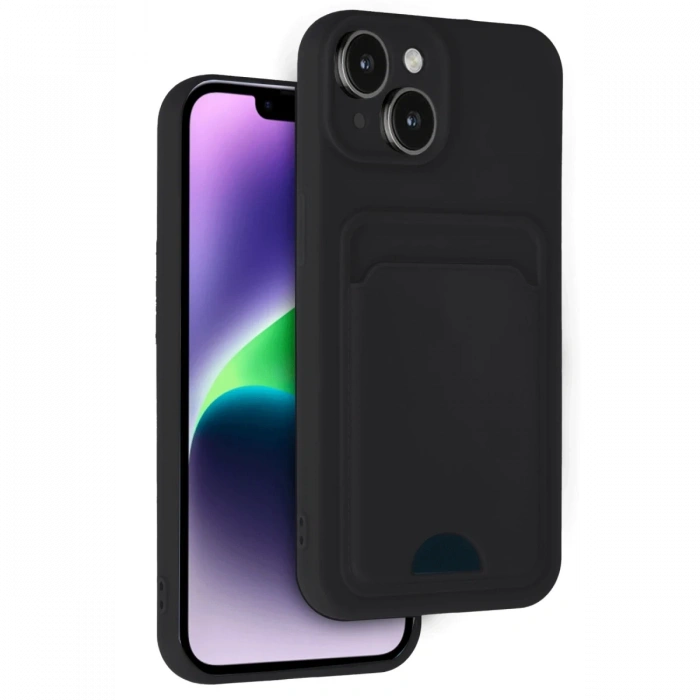 iPhone 14 Kılıf Kelvin Kartvizitli Silikon - Siyah