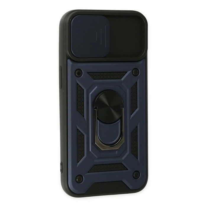 iPhone 14 Kılıf Pars Lens Yüzüklü Silikon - Lacivert