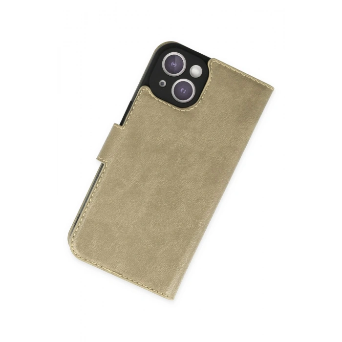 iPhone 14 Kılıf Trend S Plus Kapaklı Kılıf - Gold
