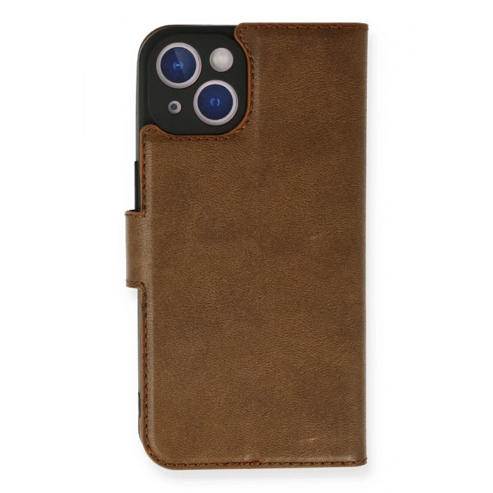 iPhone 14 Kılıf Trend S Plus Kapaklı Kılıf - Taba