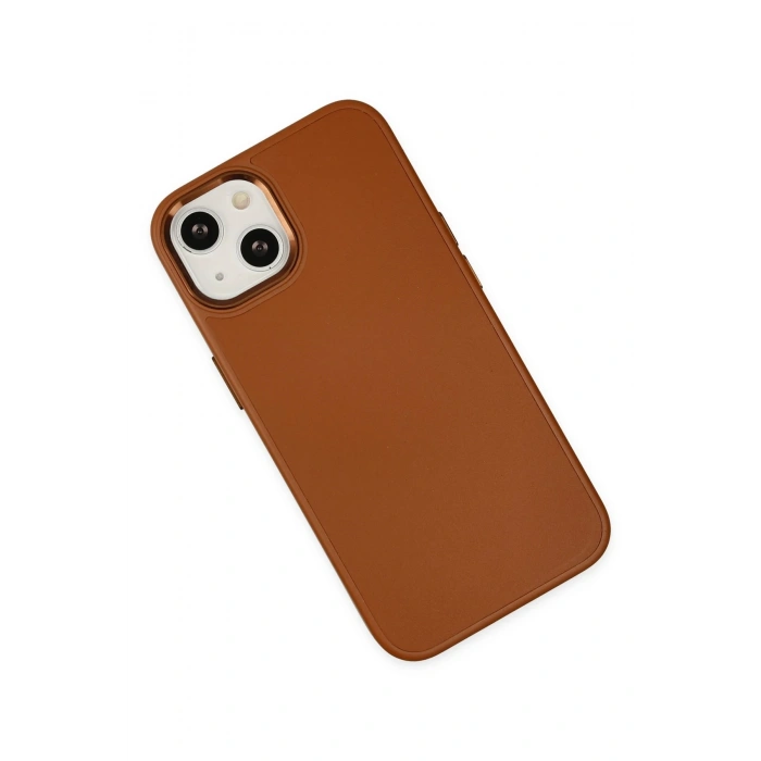 iPhone 14 Plus Kılıf Asya Deri Silikon - Kahverengi