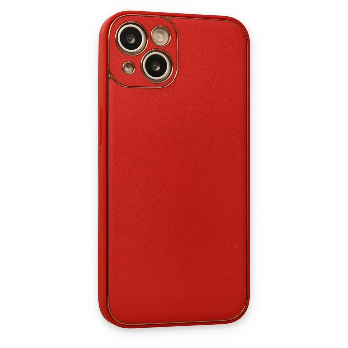 iPhone 14 Plus Kılıf Coco Deri Silikon Kapak - Kırmızı