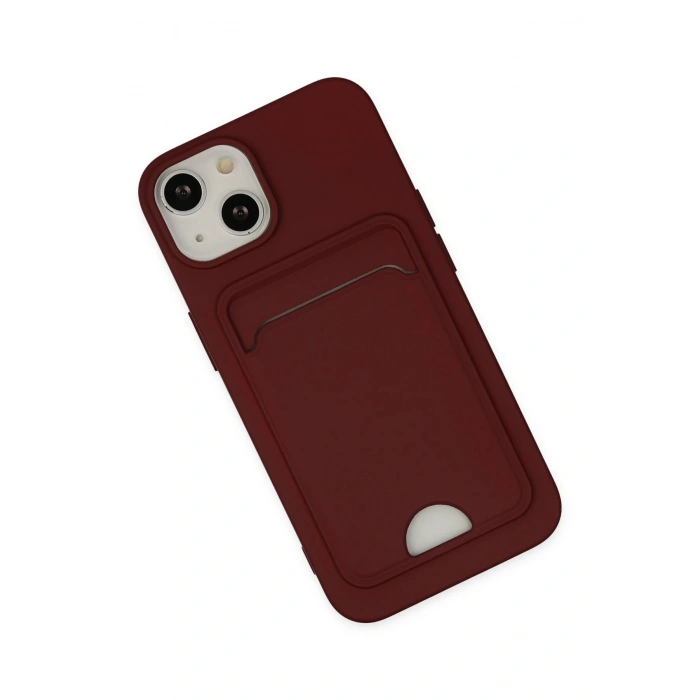 iPhone 14 Plus Kılıf Kelvin Kartvizitli Silikon - Bordo