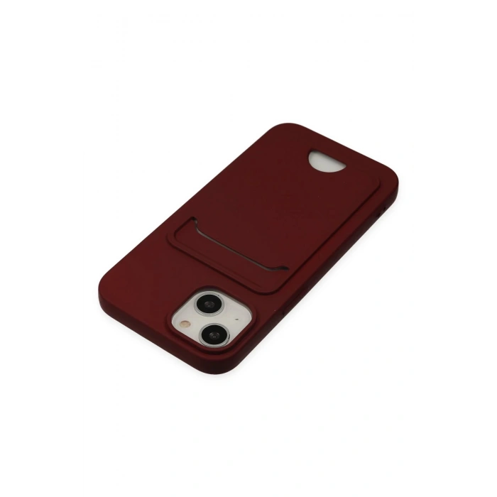 iPhone 14 Plus Kılıf Kelvin Kartvizitli Silikon - Bordo