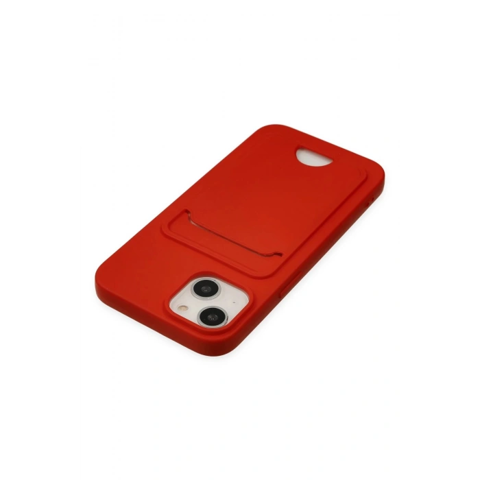 iPhone 14 Plus Kılıf Kelvin Kartvizitli Silikon - Kırmızı