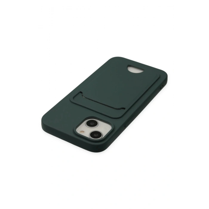 iPhone 14 Plus Kılıf Kelvin Kartvizitli Silikon - Koyu Yeşil