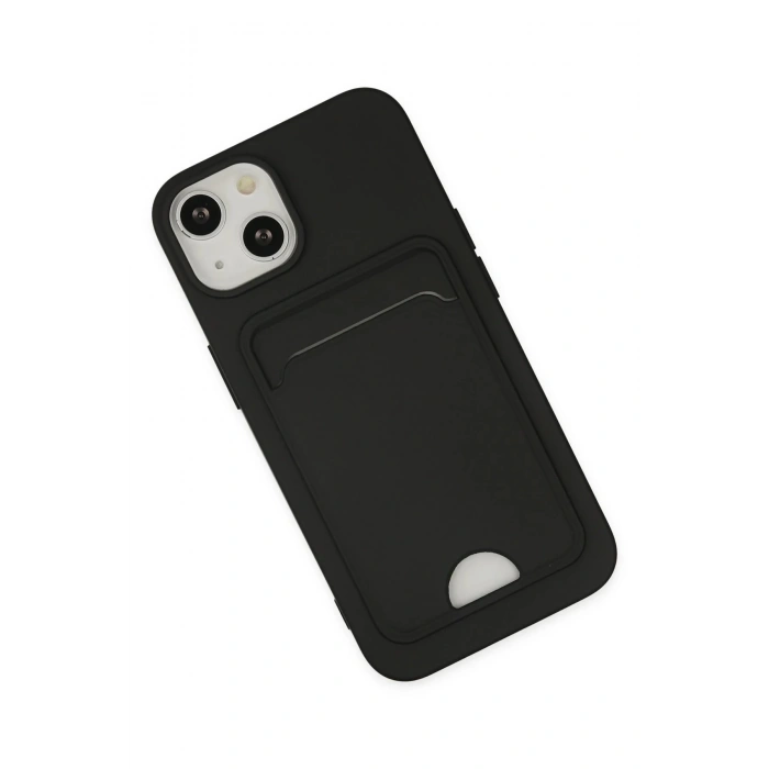 iPhone 14 Plus Kılıf Kelvin Kartvizitli Silikon - Siyah