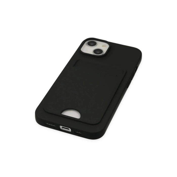 iPhone 14 Plus Kılıf Kelvin Kartvizitli Silikon - Siyah