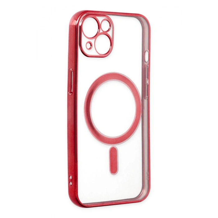 iPhone 14 Plus Kılıf Magneticsafe Lazer Silikon - Kırmızı