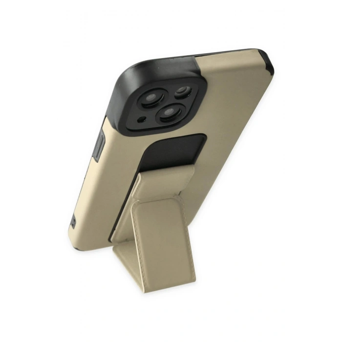 iPhone 14 Plus Kılıf Mega Standlı Silikon - Gold
