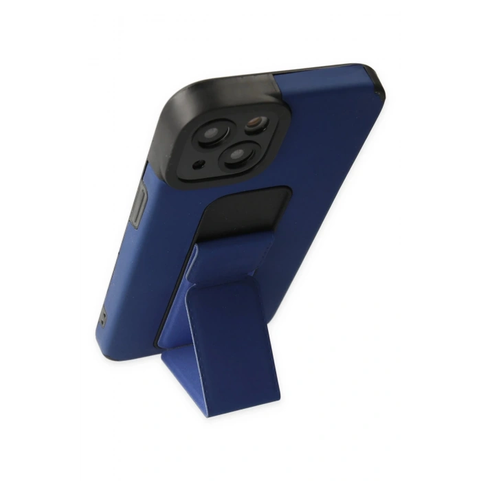 iPhone 14 Plus Kılıf Mega Standlı Silikon - Mavi