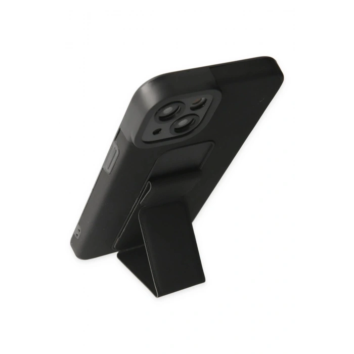 iPhone 14 Plus Kılıf Mega Standlı Silikon - Siyah