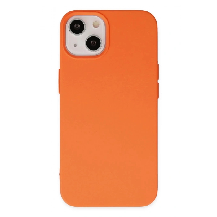 iPhone 14 Plus Kılıf Nano içi Kadife Silikon - Turuncu