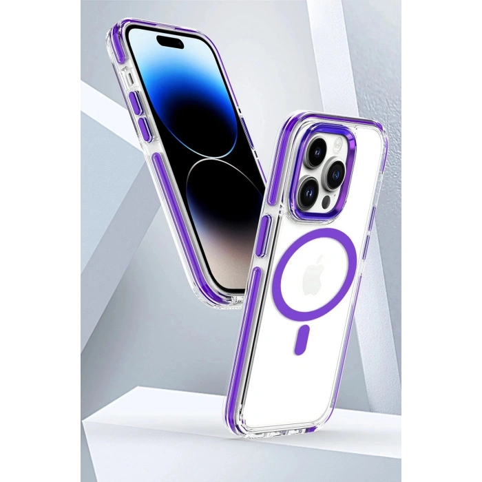 iPhone 14 Pro Bella Magsafe Kapak - Derin Mor