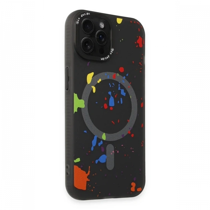 iPhone 14 Pro Colorful Magsafe Kapak - Siyah
