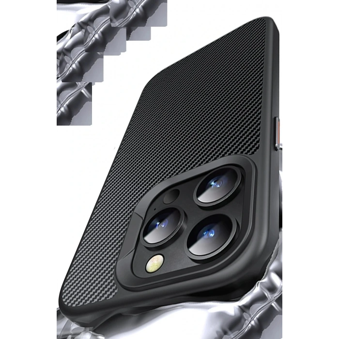 iPhone 14 Pro Dart Karbon Magsafe Kapak - Siyah