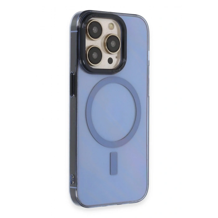 iPhone 14 Pro Kılıf Anka PC Magneticsafe Sert Metal Kapak - Sierra Blue