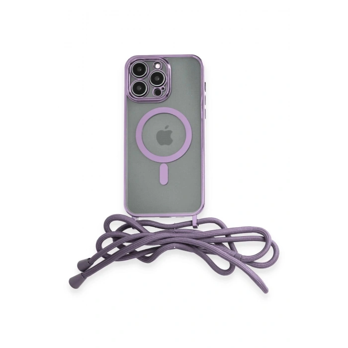iPhone 14 Pro Kılıf Divo Lazer Askılı Magsafe Kapak - Lila