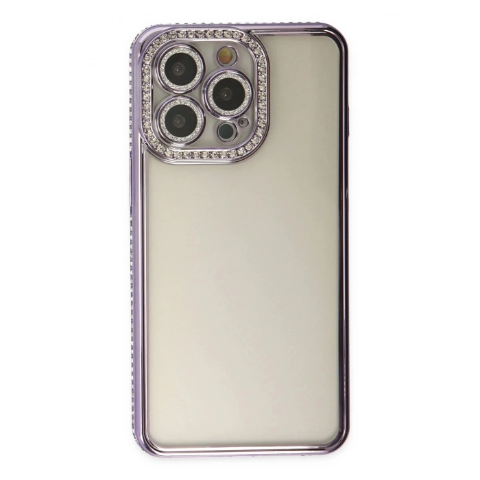 iPhone 14 Pro Kılıf Joke Taşlı Silikon - Mor