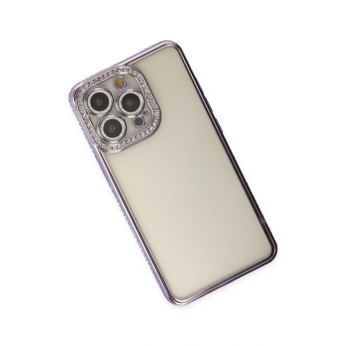 iPhone 14 Pro Kılıf Joke Taşlı Silikon - Mor