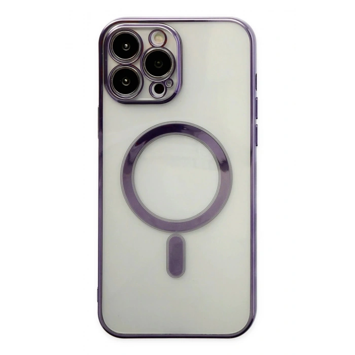 iPhone 14 Pro Kılıf Magneticsafe Lazer Silikon - Mor