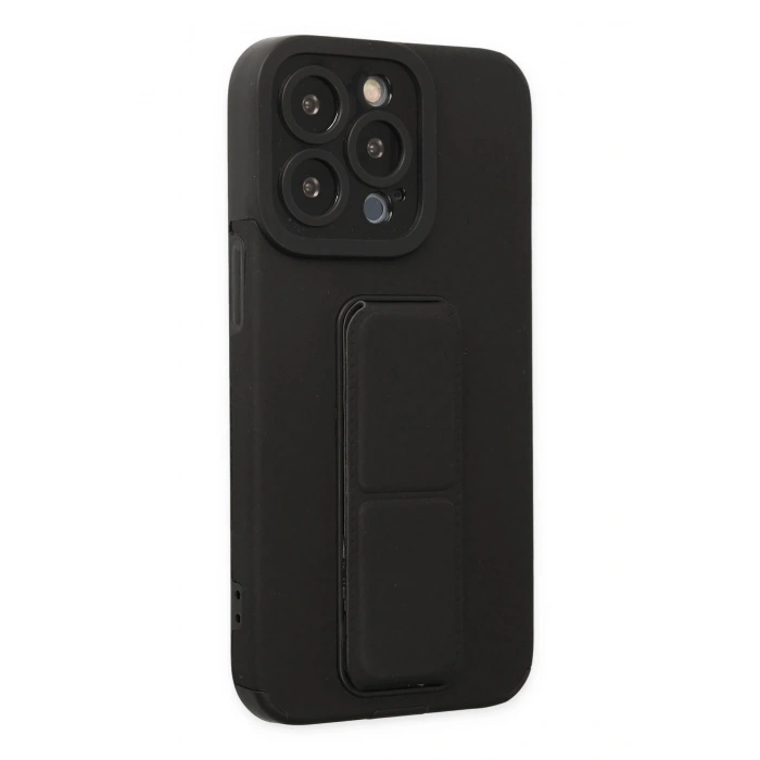iPhone 14 Pro Kılıf Mega Standlı Silikon - Siyah
