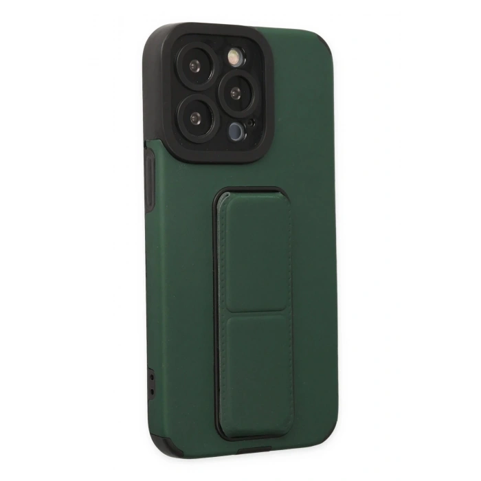 iPhone 14 Pro Kılıf Mega Standlı Silikon - Yeşil