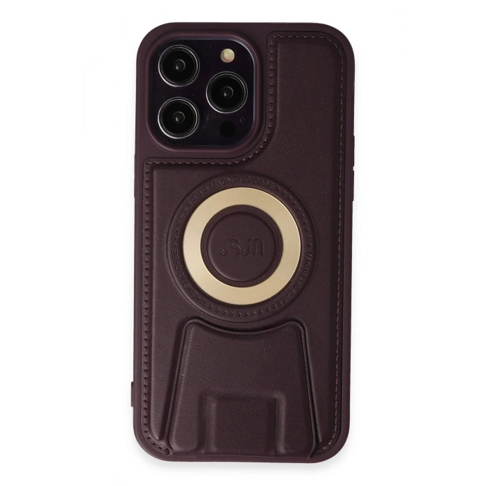 iPhone 14 Pro Kılıf Merkür Magneticsafe Standlı Kapak - Derin Mor