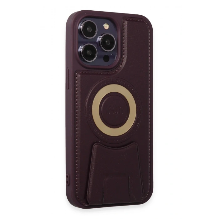 iPhone 14 Pro Kılıf Merkür Magneticsafe Standlı Kapak - Derin Mor