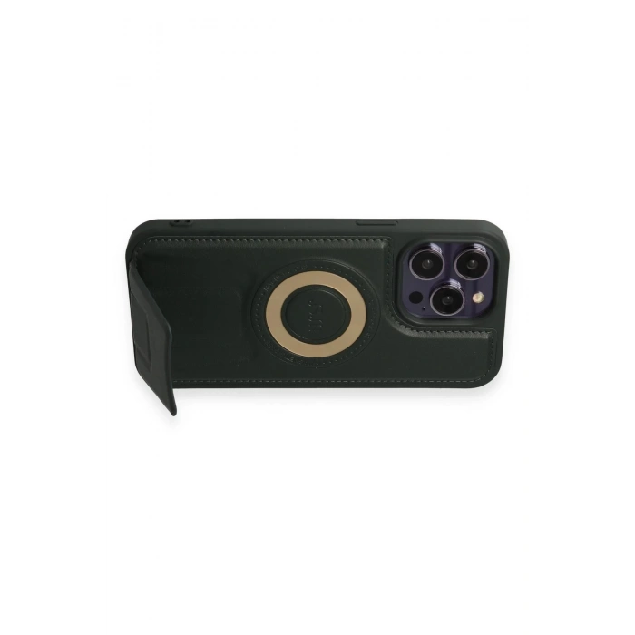 iPhone 14 Pro Kılıf Merkür Magneticsafe Standlı Kapak - Koyu Yeşil