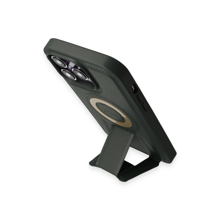 iPhone 14 Pro Kılıf Merkür Magneticsafe Standlı Kapak - Koyu Yeşil