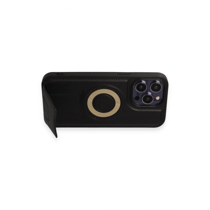 iPhone 14 Pro Kılıf Merkür Magneticsafe Standlı Kapak - Siyah