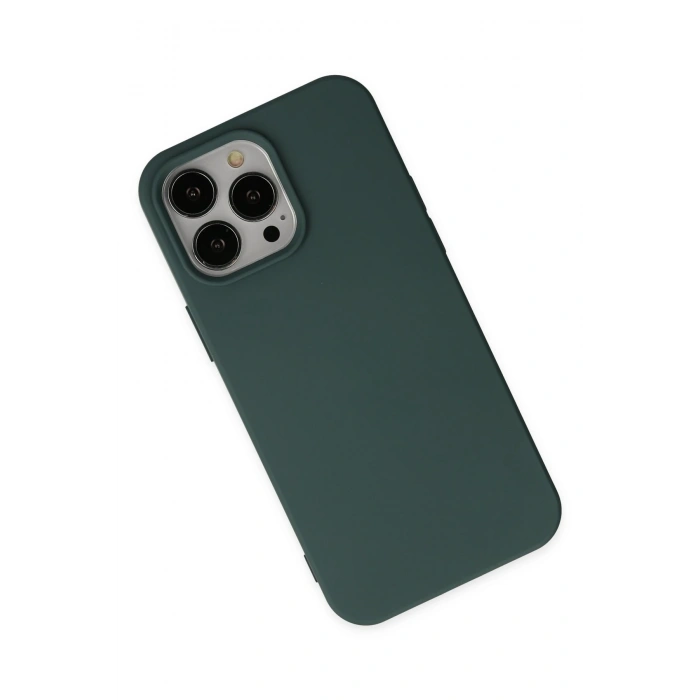 iPhone 14 Pro Kılıf Nano içi Kadife Silikon - Koyu Yeşil