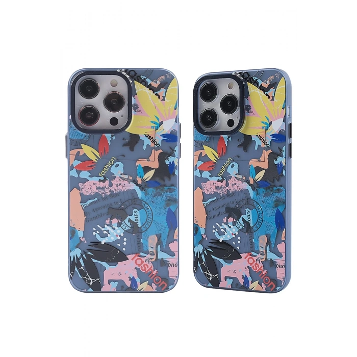 iPhone 14 Pro Kılıf Prada Desenli Kapak - Prada Pembe - 1