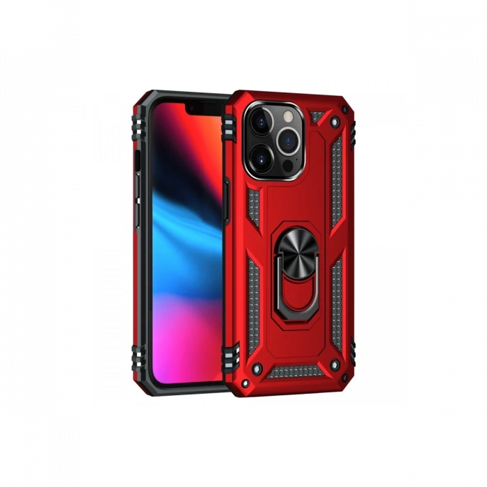 iPhone 14 Pro Kılıf Sofya Yüzüklü Silikon Kapak - Kırmızı