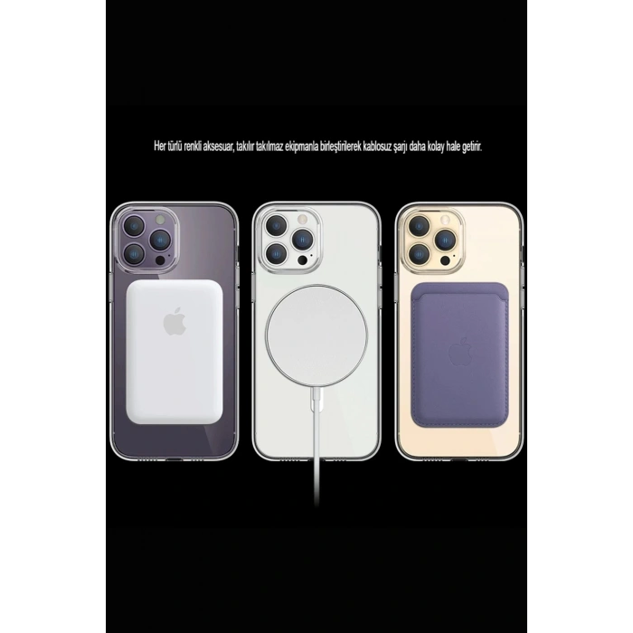 iPhone 14 Pro Kılıf Tron Şeffaf Magsafe Kapak - Derin Mor
